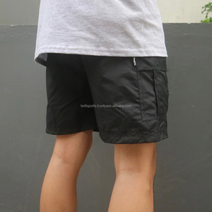 Pantalones Cortos Cargo Clásicos para Hombre, Estilo Casual, Juveniles, Ajustados, Estilo Urbano, Hasta la Rodilla, Cintura Elástica, 100% Algodón Tejido, Deportivos - Product Image 4