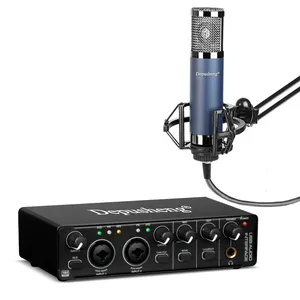 Depusheng MD22-FX Professionele Usb Studio Geluidskaart Opname Audio Interface 48V Microfoon Set Voor Muziekstudio