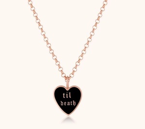 Collar con Colgante de Corazón Esmaltado en Blanco, Inscripción 'Hasta la Muerte', Plata de Ley 925, Amuletos de Lujo, Regalo de Aniversario - Product Image 3