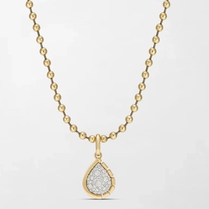 Collier en or jaune 18 carats avec diamant en forme de goutte de neige serti sur une chaîne à billes, 0,76 carat GH-VS, pour un usage quotidien - Product Image 3