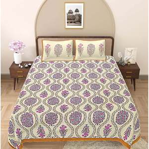 Brown & Pink Floral 100% Cotton 240 TC <b>King</b> <b>Size</b> Bedsheet Set with 2 Pillow Covers 3D 3pcs 6pcs 4pcs Options (ADB1487) - Product Image 2