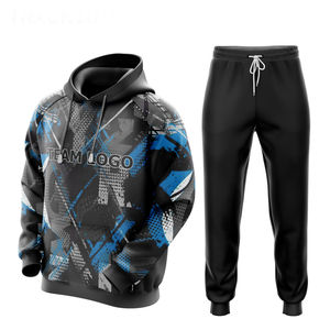 Vente en gros de vêtements de sport biologiques personnalisables pour hommes de grande taille pour l'hiver ensembles de sweat à capuche et de jogging à fermeture éclair avec logo - Product Image 6