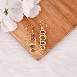 Pendientes de Mujer con Turmalina Natural, Piedra de Nacimiento, Regalo, Joyería Hecha a Mano, Chapado en Oro, Plata de Ley 925 - Product Image 5