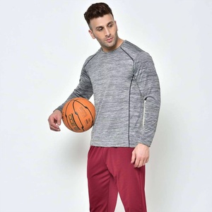 Camiseta deportiva sólida para hombre, camisetas de compresión de manga larga, ropa de entrenamiento de secado rápido, serigrafía personalizada, 100% algodón - Product Image 6