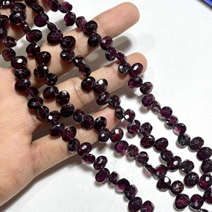 Perles de pierres précieuses grenat rose naturel Briolette de forme ovale à facettes en gros pour la fabrication de bijoux - Product Image 4