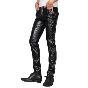 Top Brand Arrival Mens Korean Gothic Punk Fashion Canvas Fabric Eco-Friendly Waterproof Faux Leather Pants <b>Drawstring</b> <b>Trousers</b> - Product Image 3
