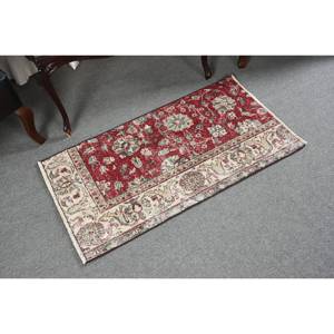 พรมขนสัตว์ตุรกีวินเทจสีแดงสีเบจ2 x 3.6ft สไตล์คลาสสิกพื้นที่ขนาดใหญ่สี่เหลี่ยมผืนผ้าการเย็บปะติดปะต่อกันออกแบบน้ำยาง10มม. สำหรับห้องโถง - Product Image 2