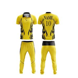 Nom et numéro personnalisés imprimés uniformes de cricket jaunes sublimés de l'équipe de cricket - Product Image 3