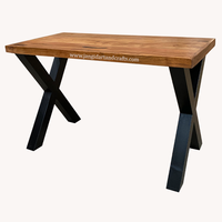 Made In India Hochwertige moderne Großhandel Massivholz platte Eisen beine Runde Rechteck Esstisch mit 4 Stuhl Set zum Verkauf