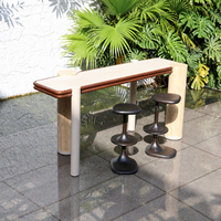 Ensemble de bar extérieur pour piscine de resort, résistant aux intempéries, en teck, avec chaise de bar et comptoir, fabrication sur mesure