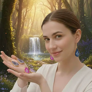 Boucles d'oreilles bohèmes unisexes en druzy plaqué or, bijoux fantaisie en laiton, boucles d'oreilles pendantes pour les soirées, provenant d'un fournisseur de confiance - Product Image 1