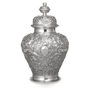 Aluminio Metal Forma redonda Azul y blanco Floral Vintage Estilo chino Tarro de jengibre decorativo Hogar Elegante - Product Image 4