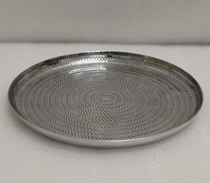 Dernier plateau de service pour la maison hôtel et restaurants vaisselle cuisine et table couleur argent forme ronde plateau de service en aluminium - Product Image 6