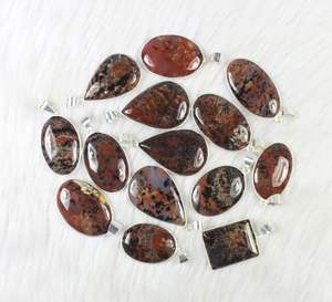 Gros Top Naturel Russe Dendrite Agate Gemme Pendentif Bijoux Argent Plaqué pour les Femmes - Product Image 2