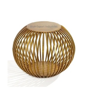 Nueva llegada mesa auxiliar de alambre de Metal elegancia chapada en oro para sala de estar muebles de dormitorio mesas laterales redondas resistentes - Product Image 2
