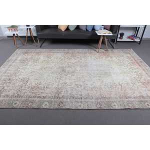 พรมตุรกี, พรมวินเทจขนาดใหญ่ 6.4x9.6 ฟุต, พรมลายดอกไม้สีเทาขาว - Product Image 3