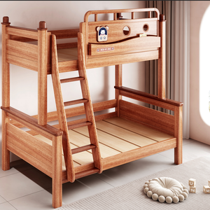Mid-century Mahogany <b>Wood</b> <b>Bunk</b> <b>Bed</b> for Family Bedroom - Product Image 1