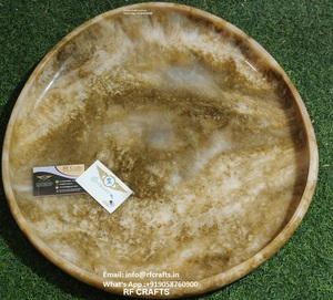 Polyrésine Vente en gros Qualité Creative Résine Table Ware Ensemble de pâtes aux fruits et bols à salade avec tourbillon Vert tourbillon Texture par rfcrafts - Product Image 1