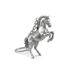 Llavero de metal con figura de caballo, redondo, de aleación de zinc, chapado en oro, con impresión UV y esmalte suave, venta al por mayor del fabricante - Product Image 1