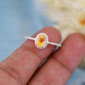 แหวนแต่งงาน925เงินสเตอร์ลิงขนาด5x7มม. รูปไข่ประดับเพชรสังเคราะห์เซอร์โคเนียเซอร์โคเนียเซอร์โคเนียธรรมชาติดีไซน์สวยงาม - Product Image 4