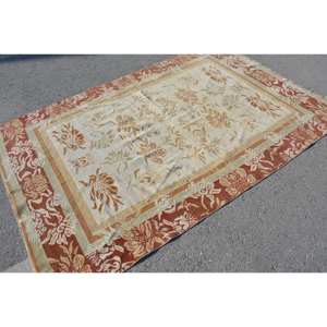 Antiguo marrón Beige 5,2x7,9 pies de lana Vintage alfombra turca Patchwork tejido plano para adolescentes Decoración Para sala de estar respaldo de látex - Product Image 4