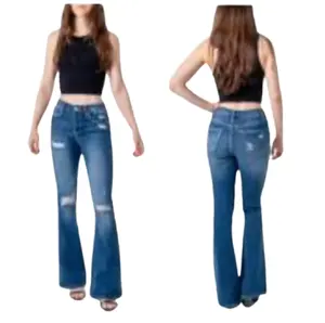 Prezzo di fabbrica a buon mercato produttore traspirante basic slim Fit jeans da donna lavati a gamba larga Logo e disegni personalizzati di migliore qualità