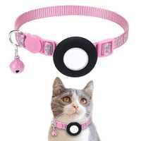 Collier réfléchissant pour chat avec support AirTag, collier en nylon réglable à dégagement rapide avec clochette pour chats et chatons