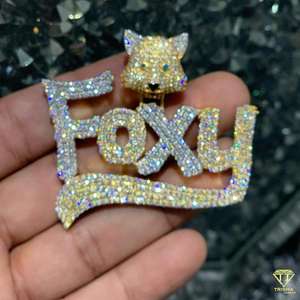 Joyería Hip Hop personalizada VVS Lab Grown Diamonds 925 Sterling Silver 3D Letter Pendant Jewelry - Product Image 5