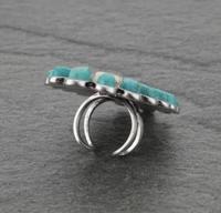Bague Vintage Western Turquoise Emily's Manchette Concho Réglable avec Squash Blossom Style Bohème pour Mariage ou Cadeau