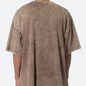 T-shirts en coton 100% de qualité supérieure, style oversize, délavés à l'acide, solides, fabriqués sur mesure, vêtements d'été respirants, séchage rapide, écologiques - Product Image 2