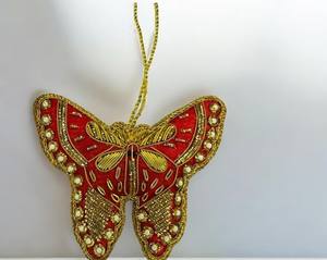 <b>Butterfly</b> Shape Zari Hanging Decorative <b>Ornament</b> for Christmas Wedding and Festive Decoration - Product Image 2