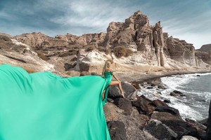 Robe volante de fiançailles faite à la main femmes longue robe fluide taille haute impression décoration Fitness Type soie tissu XS sans manches - Product Image 3