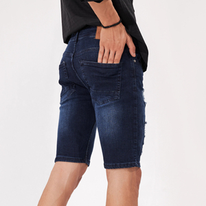 OEM pantalones cortos de mezclilla de moda de los hombres Slim Fit verano azul tela de algodón Casual Streetwear diseño personalizado de alta calidad Jeans - Product Image 2