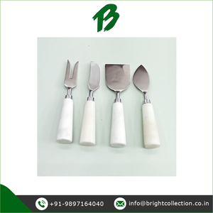 Juego de Cubiertos de cuchillo para cortar queso con mango de mármol blanco Juego de queso de acero inoxidable disponible para compradores mayoristas - Product Image 2