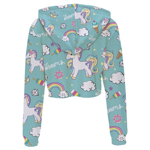 Pull-over court décontracté du fabricant OEM pour femmes Logo personnalisé imprimé Street Wear Top court à bords bruts Vêtements longs - Product Image 2