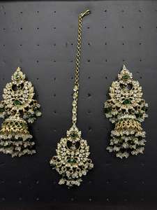 Luxury <b>Silver</b> Tone Bridal <b>Necklace</b> Set Crystal Rhinestone Ethnic Gold Plated Women's Wedding Jewelry Gift High Quality Latest - Product Image 4