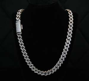 Chaîne cubaine en argent sterling 925 plaqué rhodium, 35 carats, 14 mm, VS1, tendance Miami Hip Hop, pour hommes, fêtes et mariages - Product Image 2