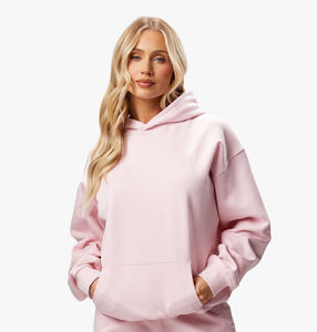 Nouveaux ensembles de sweat-shirts à capuche en polaire rose pour femmes, style tendance, 180 g/m², unisexe, de haute qualité, survêtement, logo personnalisé, sweat-shirts à capuche, pantalons de survêtement courts - Product Image 2