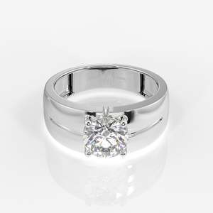 Bague classique simple pour homme en or 18 carats avec diamant rond cultivé en laboratoire - Product Image 5