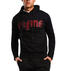 Cotton Blended Rhinestone Hoodies For Men Men's Hoodies Rhinestone Full 100% Cotton Oversize Printing Custom Hoodies - Product Image 1