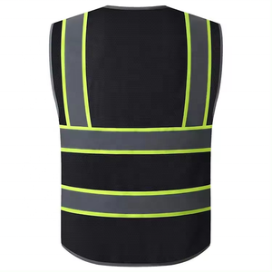 Gilet de sécurité personnalisé noir réfléchissant avec poches, gilet de sécurité réfléchissant pour travaux de construction et de circulation routière avec éclairage LED - Product Image 4