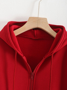 Sweat-shirt à capuche uni doublé avec fermeture éclair et cordon de serrage OEM personnalisé de haute qualité grande taille - Product Image 3