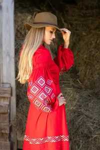 เดรสยาวสไตล์ยูเครนสำหรับผู้หญิง, เดรสลำลองสไตล์โบฮีเมียนเดรส100% ผ้าฝ้ายธรรมชาติปักคอวีสำหรับวันหยุดใหม่ - Product Image 5