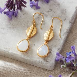 925 argent Sterling fait à la main boucles d'oreilles pendantes élégant pierre de lune or grain de café pierres précieuses bijoux pour les mariages fêtes cadeau - Product Image 2