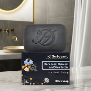 Herboganic Organic Handmade Black Seed Charcoal & Shea Butter Herbal Soap Bar for Acne Oil & Dark Spots-All Skin Types - Product Image 2