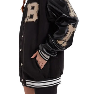 Hip Hop Color Block Jacket Letterman Varsity Chaquetas Mujer-Venta caliente Prendas de abrigo de moda Perfecta para el estilo casual - Product Image 4