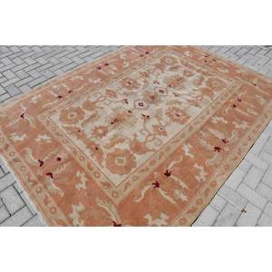 Classique Orange Beige 6.2X8.9 pieds tapis turc laine Viscose Polyester Latex support Patchwork motif pour adolescent salon couloir - Product Image 4