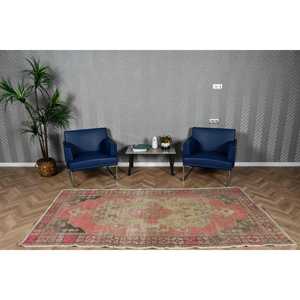 Alfombra Vintage de 4.3x8.5 pies, Alfombra Turca, Alfombra a Rayas Roja y Gris - Product Image 2