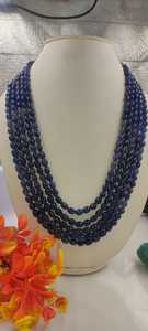 Perles de pierre de quartz saphir forme ovale lisse 5 brins collier - Product Image 4