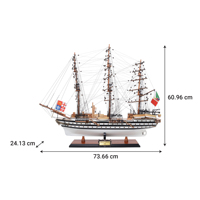 Maquette de bateau Amerigo Vespucci, taille moyenne, en bois peint, artisanat, impression UV, durable, gravée, décoration intérieure, trophées, médailles, plaques, cadeau